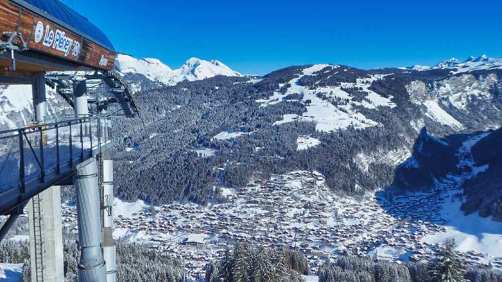 Top of Pleney ski lift in Morzine