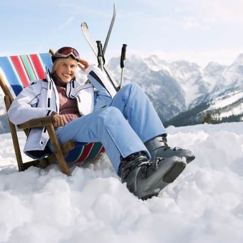First Time Skiing In Morzine - skiier in deck chair